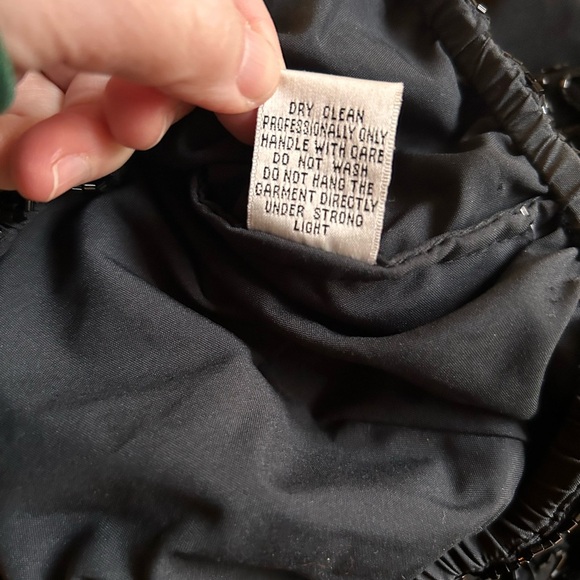 Vintage black strapless silk beaded gown size medium - Picture 14 of 16